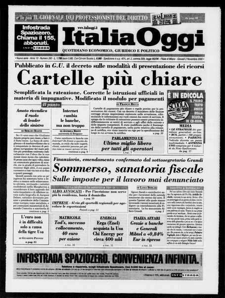 Italia oggi : quotidiano di economia finanza e politica